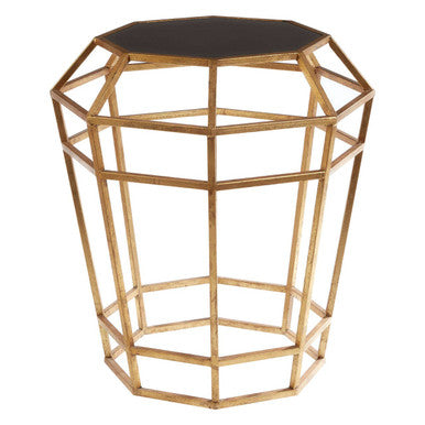 Orsina Base Table with a geometric gold frame and black top for stylish home decor