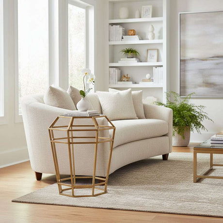 Stylish Orsina Base Table in gold metal design, perfect for modern living room decor