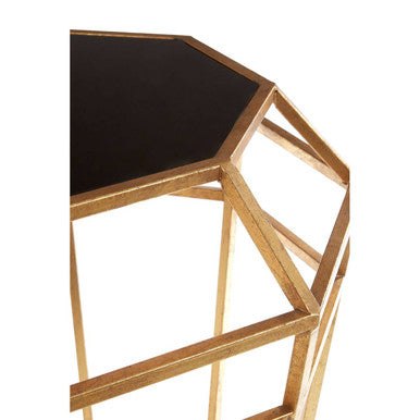Orsina Base Table with a geometric gold frame and black top for stylish decor