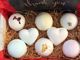 Eco Bath London assorted Bath Bombs in a gift box with natural ingredients and decorative packaging
