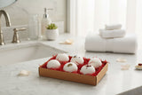 Eco Bath London Bath Bombs in a Natural Brown Box with Red Shredded Paper for Relaxation