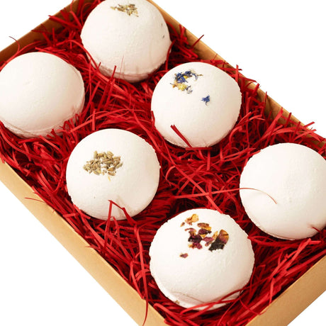 Eco Bath London Set of Six Luxury Bath Bombs with Natural Floral Ingredients for Relaxing Baths