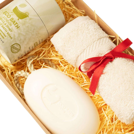 Eco Bath London Bath Set with Natural Soak, Soft Towel and Soap for a Relaxing Bath Experience