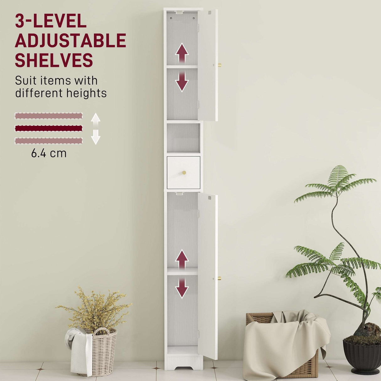 Wise Galleria Bathroom Cabinet with 3-level adjustable shelves for versatile storage solutions