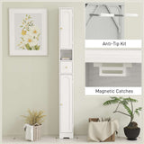 Wise Galleria Tall White Bathroom Cabinet with Anti-Tip Kit and Magnetic Catches for Organised Storage