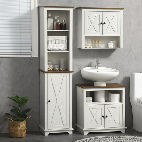 Tall Bathroom Cabinet Storage Cupboard with Door, Adjustable Shelves kleankin