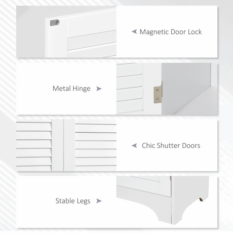 Tall Freestanding Bathroom Cabinet Retro Shutters 3 Compartments White HOMCOM