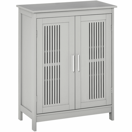 Modern Bathroom Cabinet, Freestanding Floor Cabinet with Storage Grey kleankin