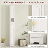 White Wise Galleria Bathroom Cabinet with arched door panels and gold-tone handles for a modern look