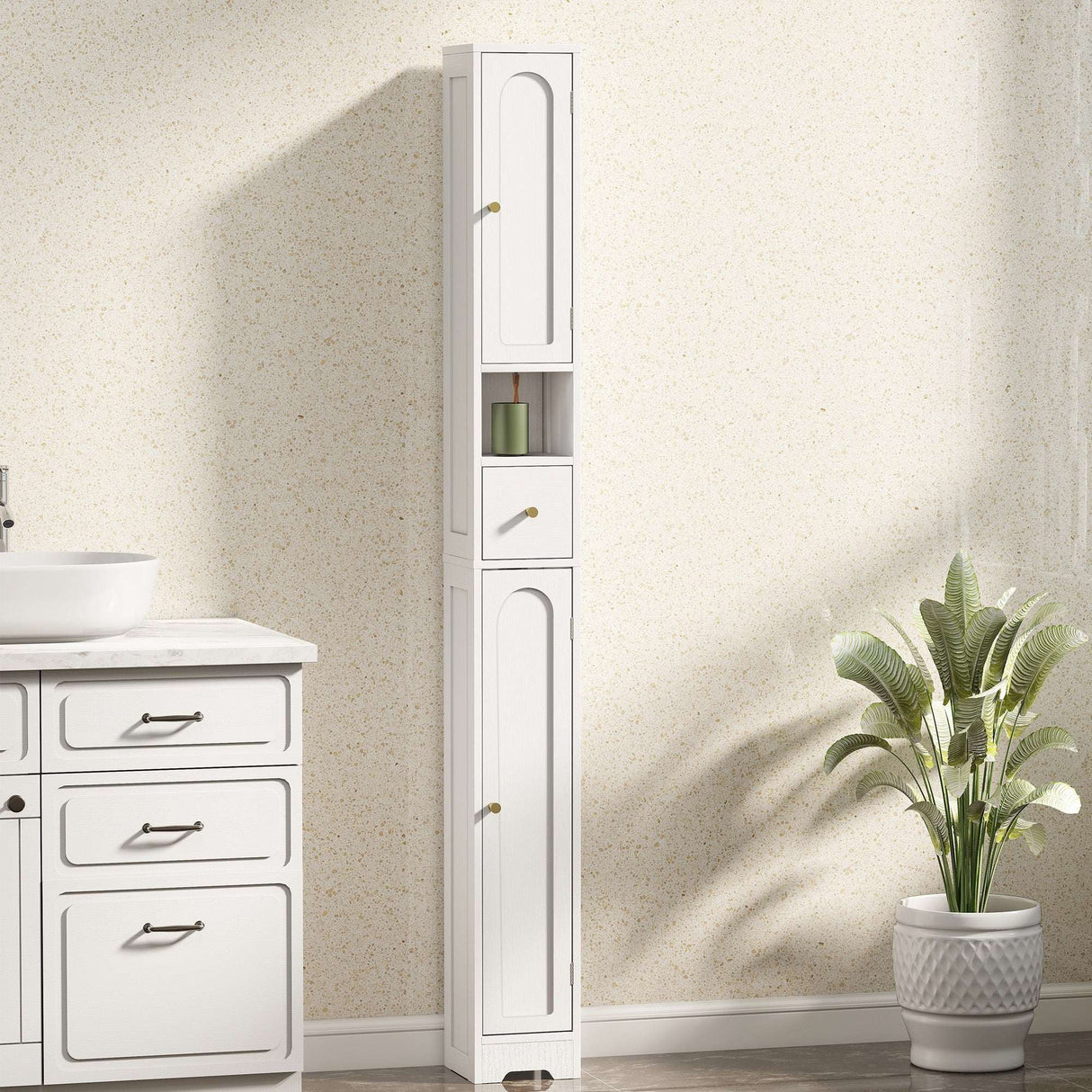 Wise Galleria Bathroom Cabinet in White with a Sleek Design and Storage Features
