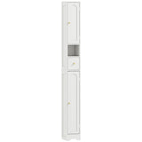 Slim White Bathroom Cabinet by Wise Galleria with Two Shelves and a Drawer for Storage