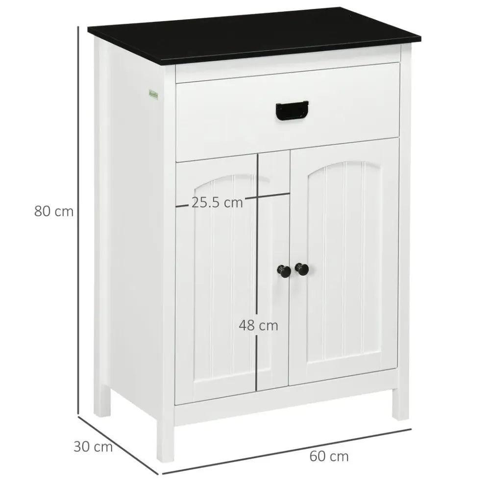 Bathroom Cabinet with Drawer Double Door Cabinet Adjustable Shelf White kleankin