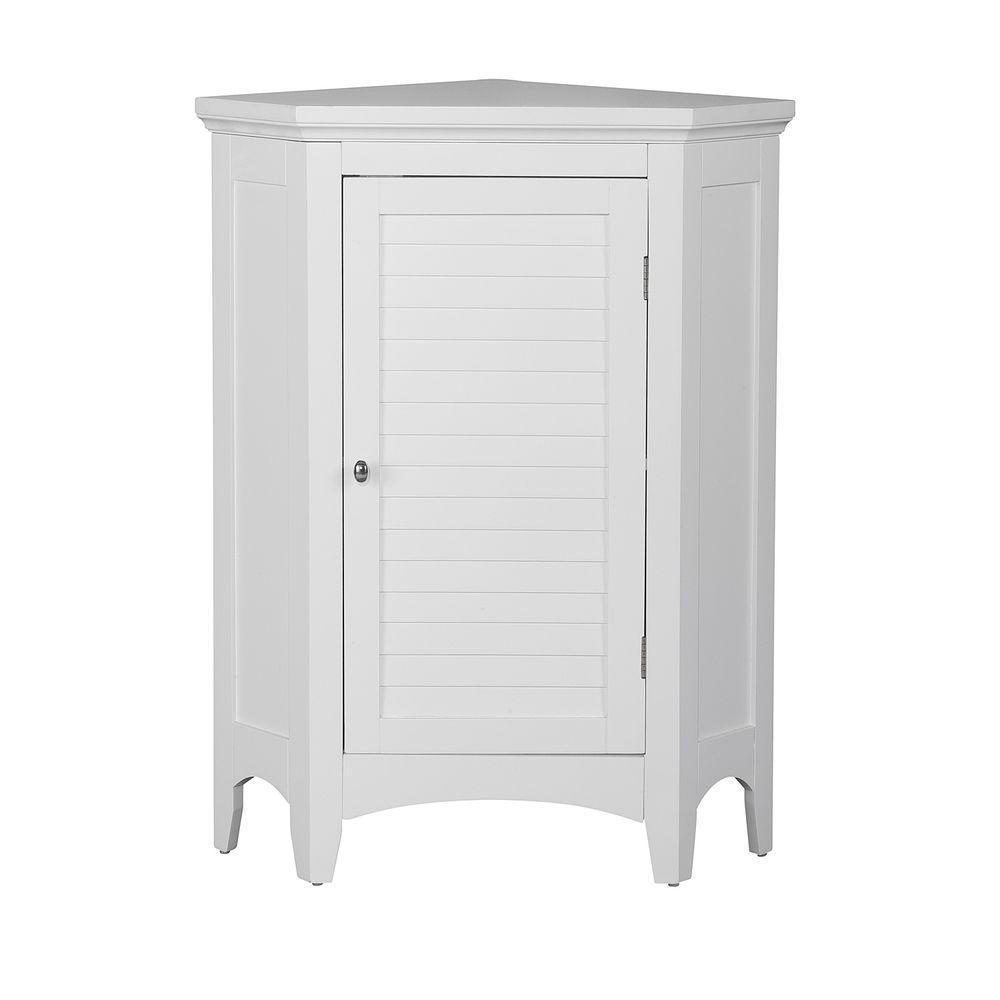 Bathroom Corner White Wooden Standing Cabinet ELG-586 Teamson Home