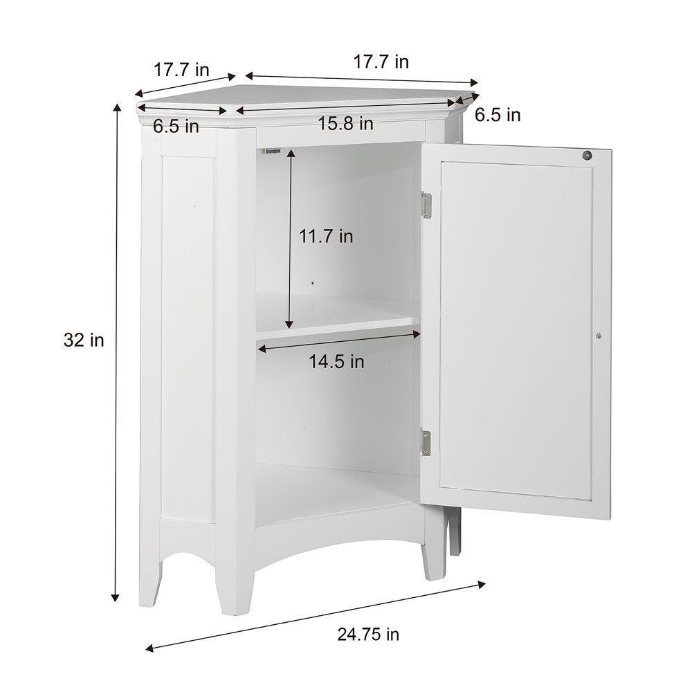 Bathroom Corner White Wooden Standing Cabinet ELG-586 Teamson Home