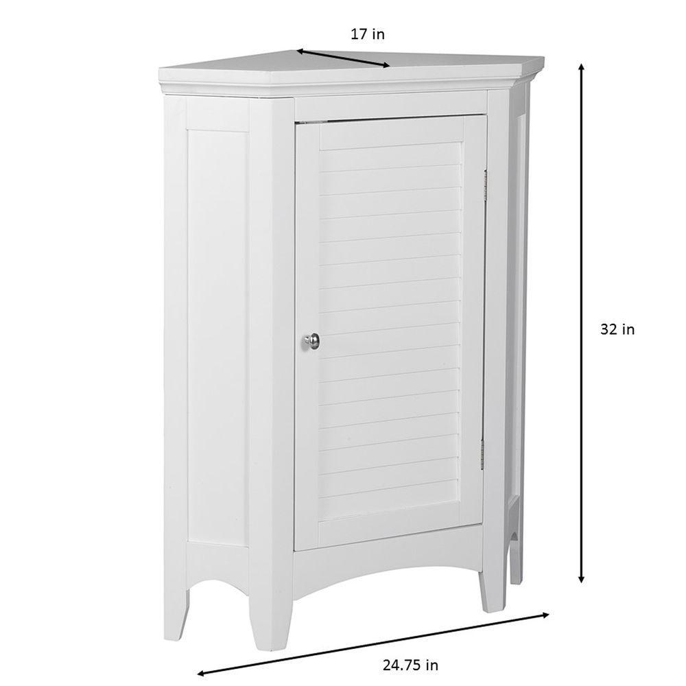 Bathroom Corner White Wooden Standing Cabinet ELG-586 Teamson Home