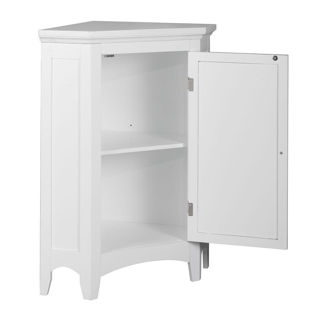 Bathroom Corner White Wooden Standing Cabinet ELG-586 Teamson Home