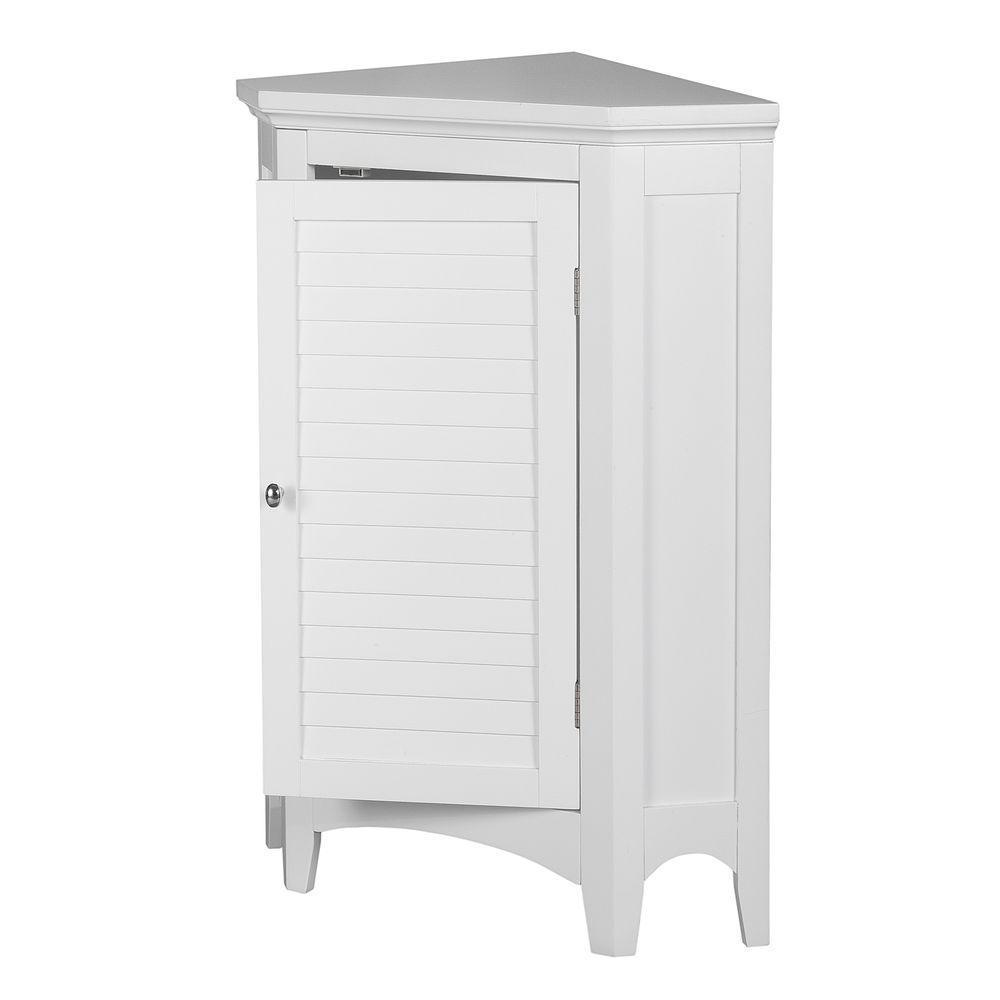 Bathroom Corner White Wooden Standing Cabinet ELG-586 Teamson Home