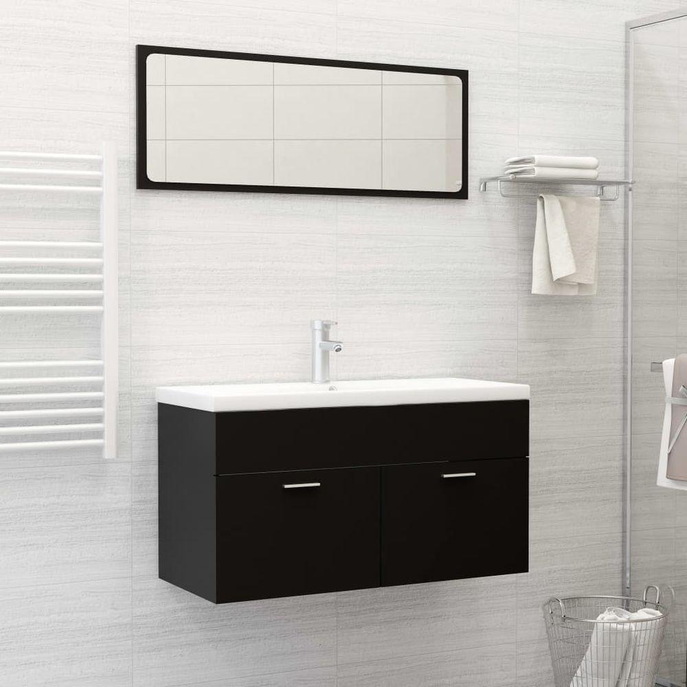 Bathroom Furniture Set Black Engineered Wood vidaXL