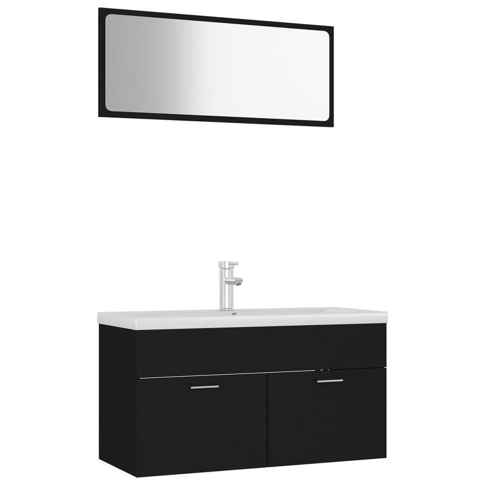 Bathroom Furniture Set Black Engineered Wood vidaXL