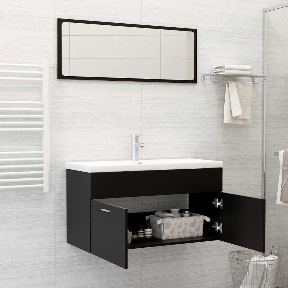 Bathroom Furniture Set Black Engineered Wood vidaXL