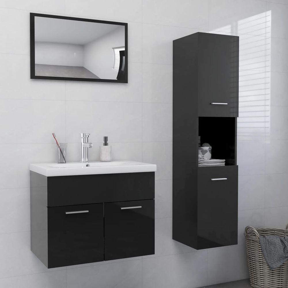 Bathroom Furniture Set White Engineered Wood 60 x 38.5 x 46 cm high gloss grey vidaXL