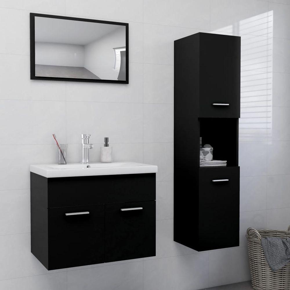 Bathroom Furniture Set White Engineered Wood 60 x 38.5 x 46 cm black vidaXL