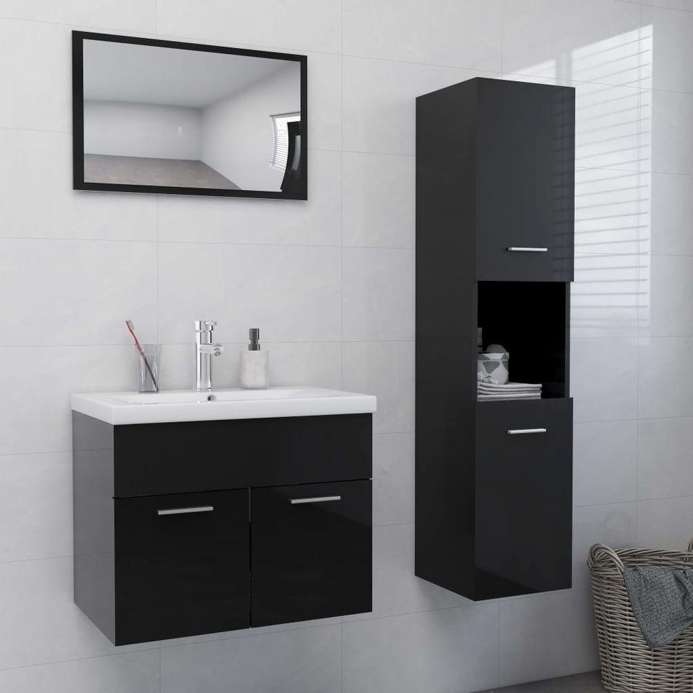 Bathroom Furniture Set White Engineered Wood 60 x 38.5 x 46 cm high gloss black vidaXL