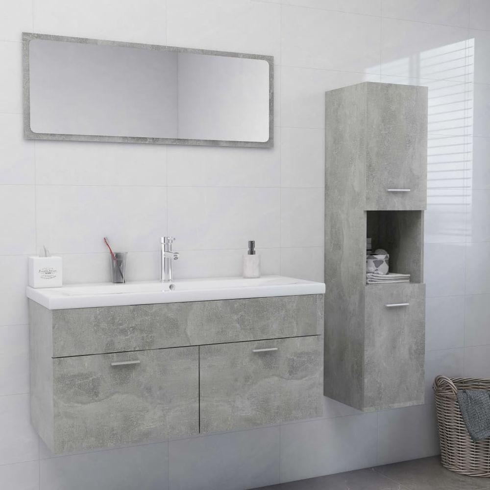 Bathroom Furniture Set White Engineered Wood concrete grey vidaXL