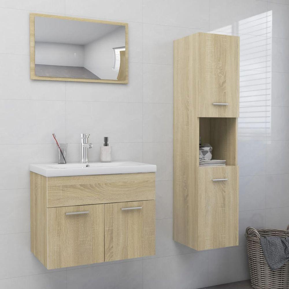 Bathroom Furniture Set White Engineered Wood sonoma oak vidaXL