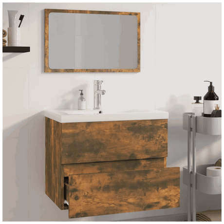 Bathroom Furniture Set Smoked Oak Engineered Wood vidaXL