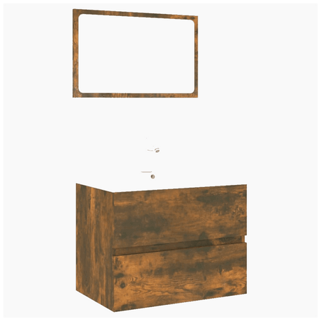 Bathroom Furniture Set Smoked Oak Engineered Wood vidaXL
