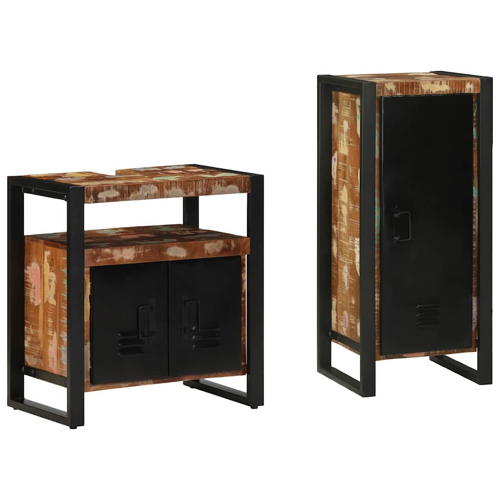 vidaXL Bathroom Furniture Set with Shelf 2 pcs Brown Solid Mango Wood Solid reclaimed wood vidaXL