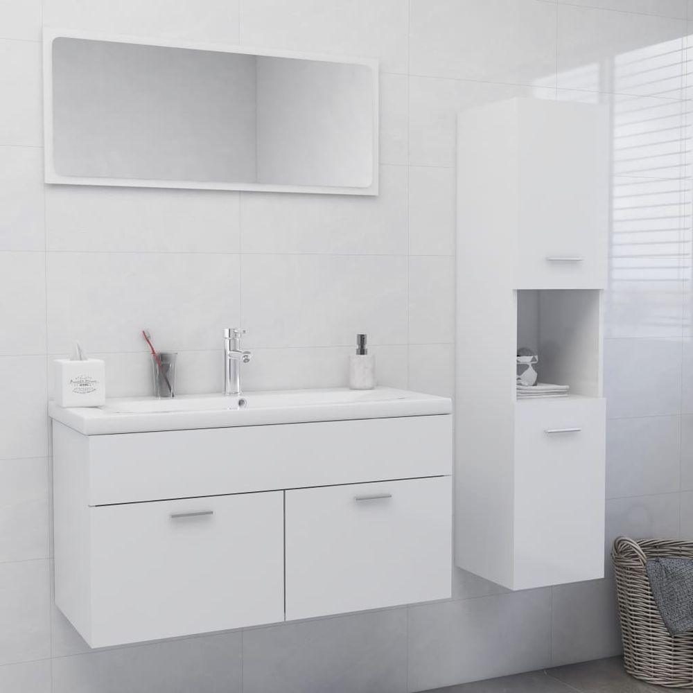 Bathroom Furniture Set White Engineered Wood high gloss white vidaXL