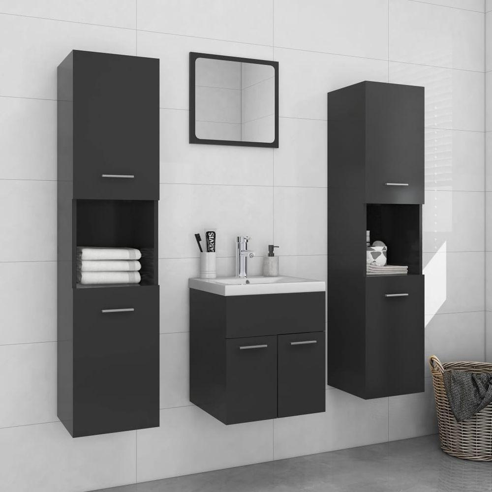 Bathroom Furniture Set White Engineered Wood grey vidaXL