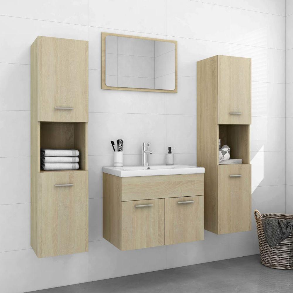 Bathroom Furniture Set White Engineered Wood sonoma oak vidaXL