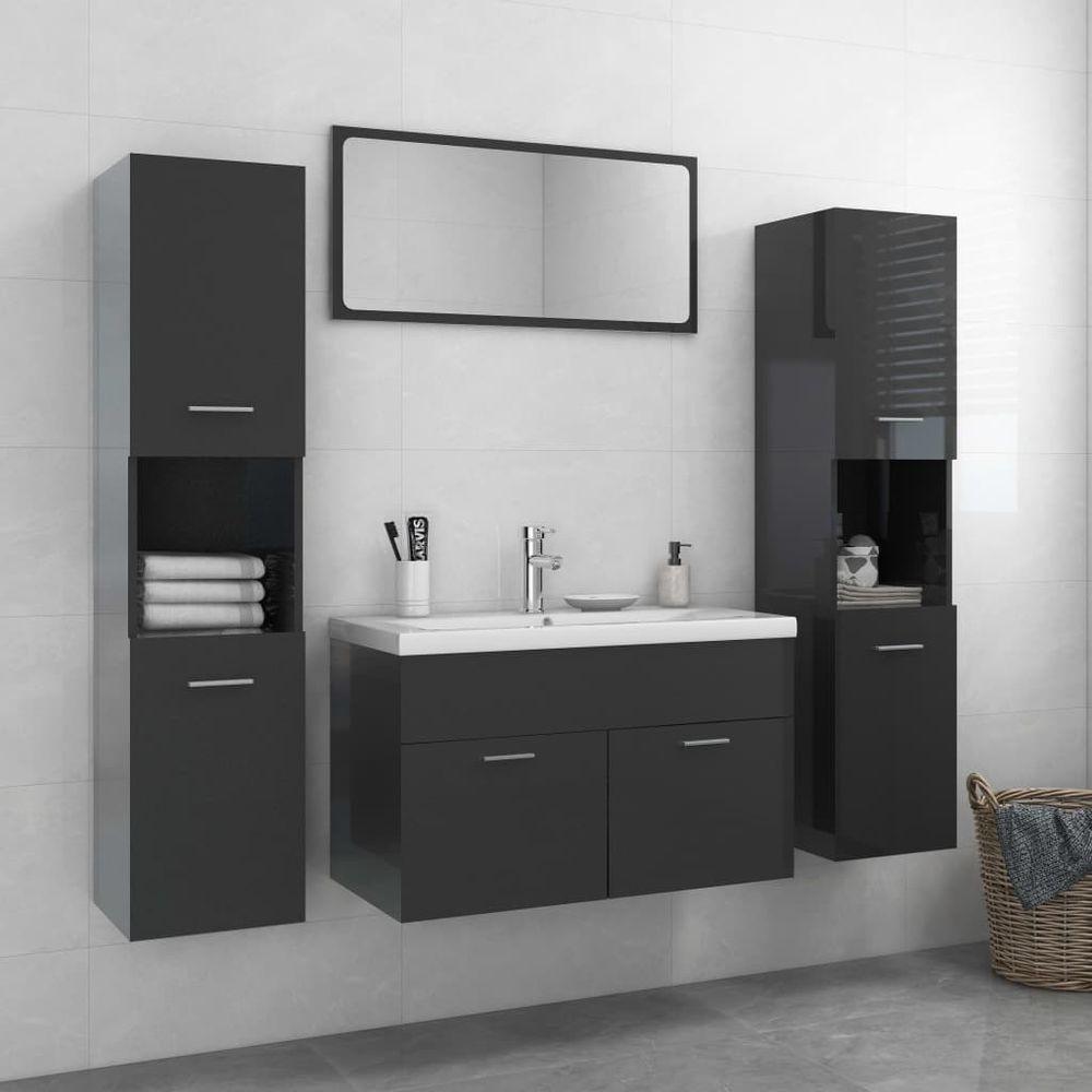 Bathroom Furniture Set White Engineered Wood 80 x 38.5 x 46 cm high gloss grey vidaXL