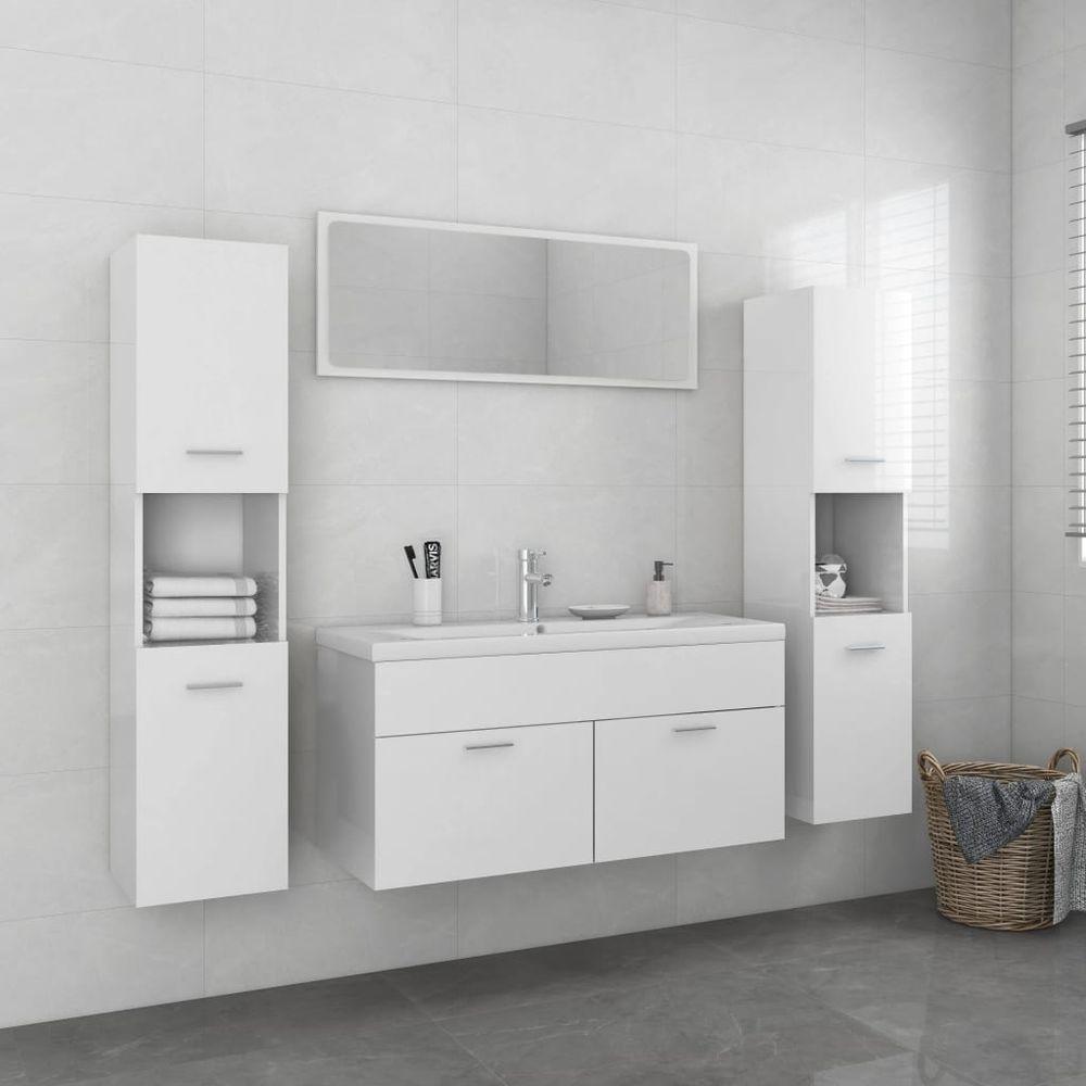 Bathroom Furniture Set White Engineered Wood high gloss white vidaXL