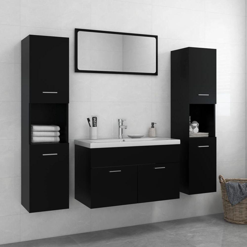 Bathroom Furniture Set White Engineered Wood black vidaXL