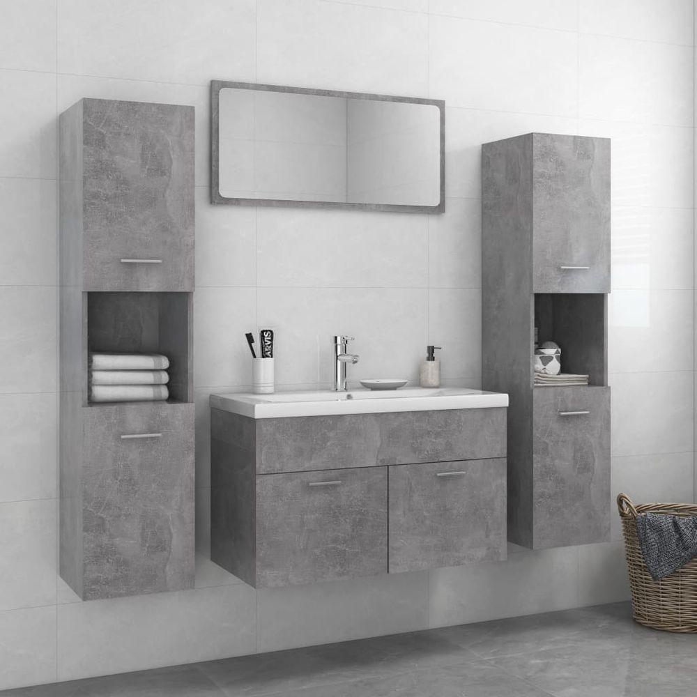 Bathroom Furniture Set White Engineered Wood concrete grey vidaXL