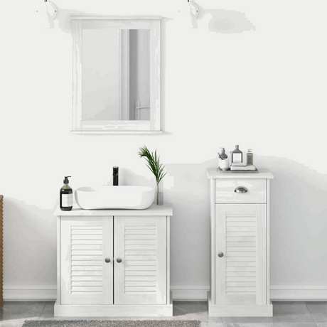 vidaXL Bathroom Furniture Set with Drawer 3 pcs Brown 37 x 34 x 80 cm Antique white Sink base + mirror + bathroom cabinet vidaXL