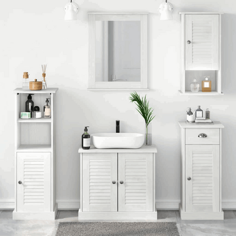 vidaXL Bathroom Furniture Set with Drawer 3 pcs Brown 37 x 34 x 80 cm Antique white Sink base + mirror + bathroom cabinet + high cabinet + wall cabinet vidaXL