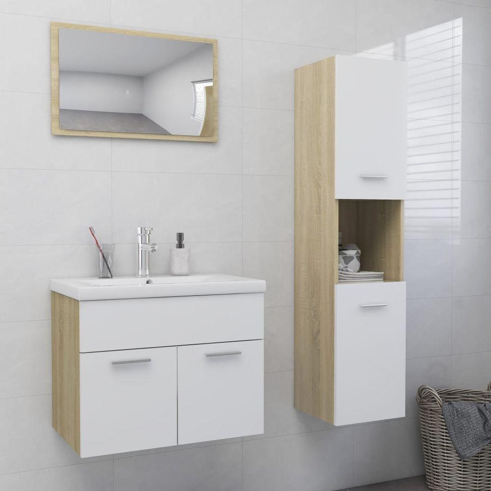 Bathroom Furniture Set White Engineered Wood 60 x 38.5 x 46 cm white and sonoma oak vidaXL