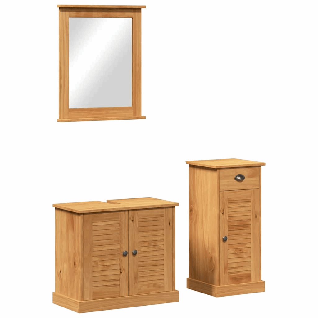 vidaXL Bathroom Furniture Set with Drawer 3 pcs Brown 37 x 34 x 80 cm vidaXL