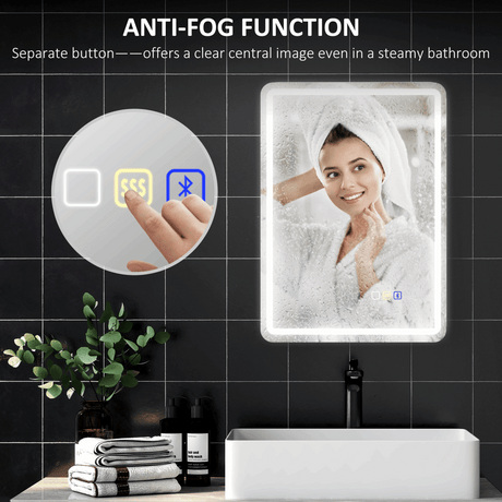 HOMCOM 500 x 700 mm Illuminated Bathroom Mirror with Bluetooth HOMCOM