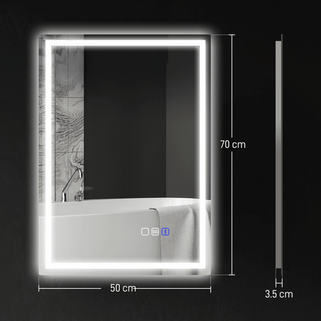 HOMCOM 500 x 700 mm Illuminated Bathroom Mirror with Bluetooth HOMCOM