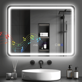 HOMCOM 500 x 700 mm Illuminated Bathroom Mirror with Bluetooth 80L x 60W x 3.5D cm HOMCOM