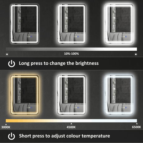 HOMCOM 500 x 700 mm Illuminated Bathroom Mirror with Bluetooth HOMCOM