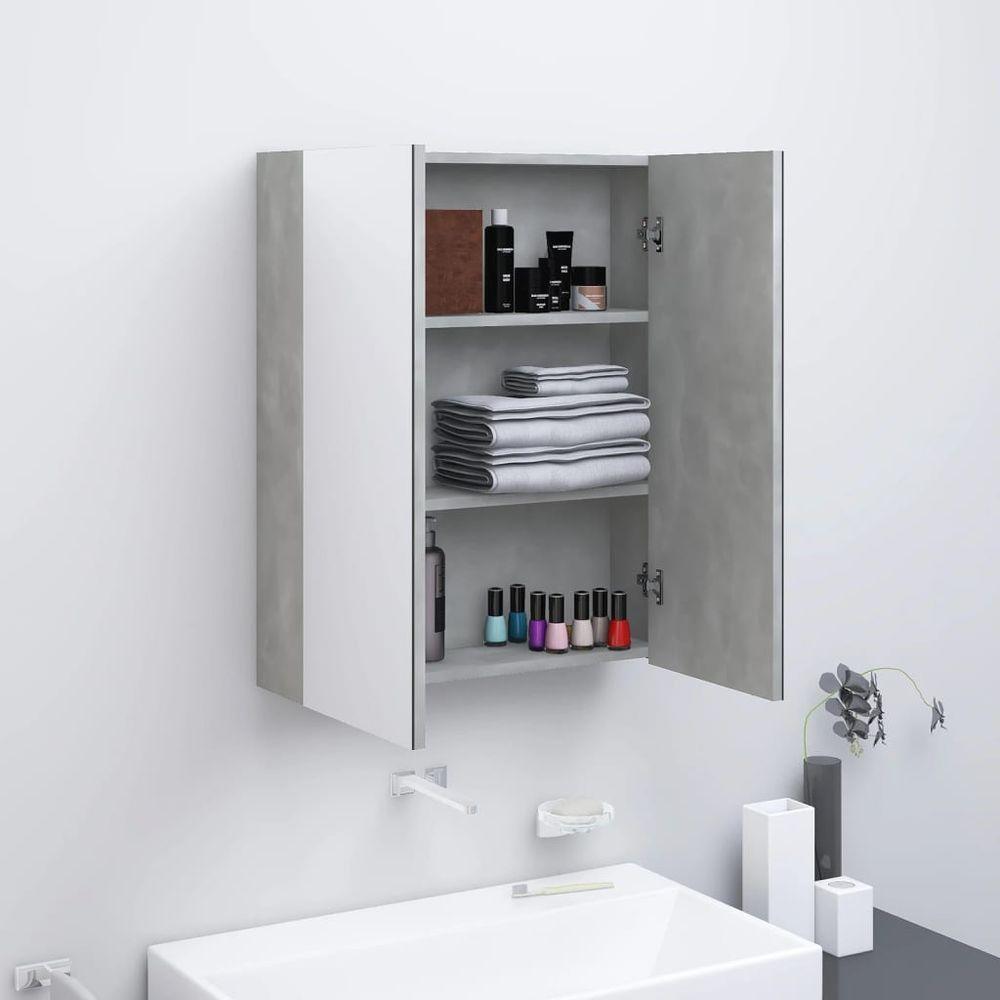 Bathroom Mirror Cabinet 60x15x75 cm MDF Shining Black concrete grey vidaXL