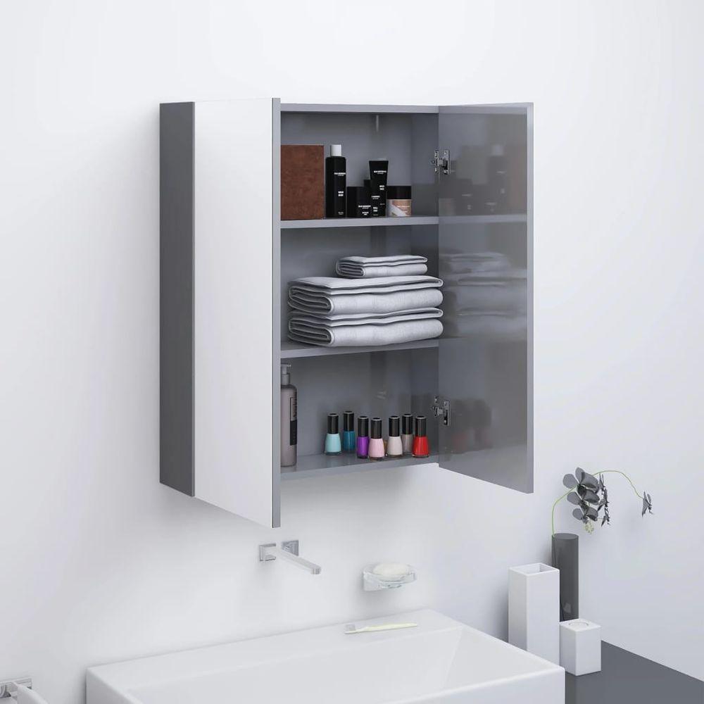 Bathroom Mirror Cabinet 60x15x75 cm MDF Shining Black shining grey vidaXL