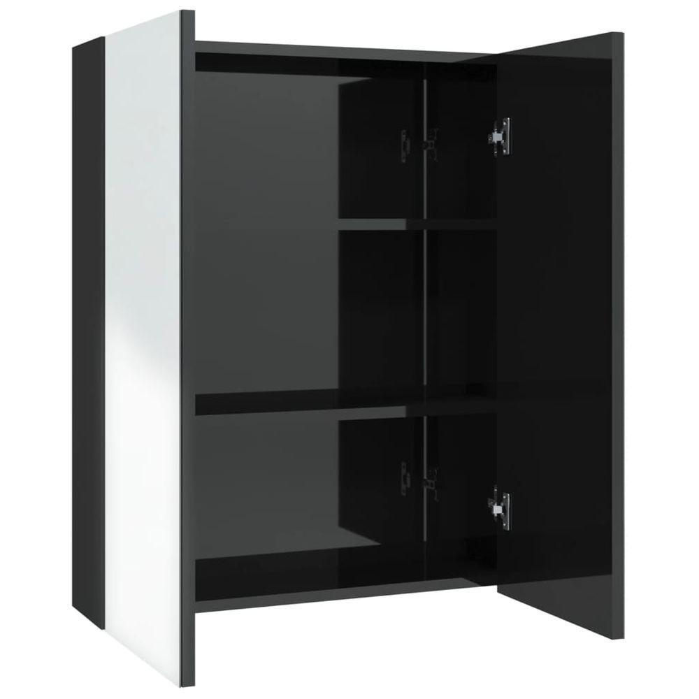 Bathroom Mirror Cabinet 60x15x75 cm MDF Shining Black vidaXL